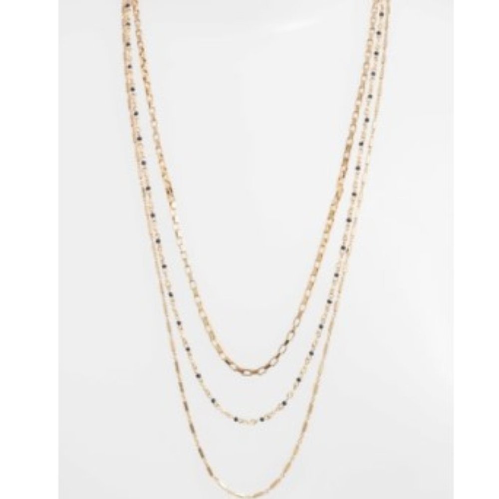 Rebecca Minkoff Multi Strand Necklace with Beading (Gold/Navy Multi) Necklace